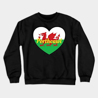 Porthcawl Wales UK Wales Flag Heart Crewneck Sweatshirt